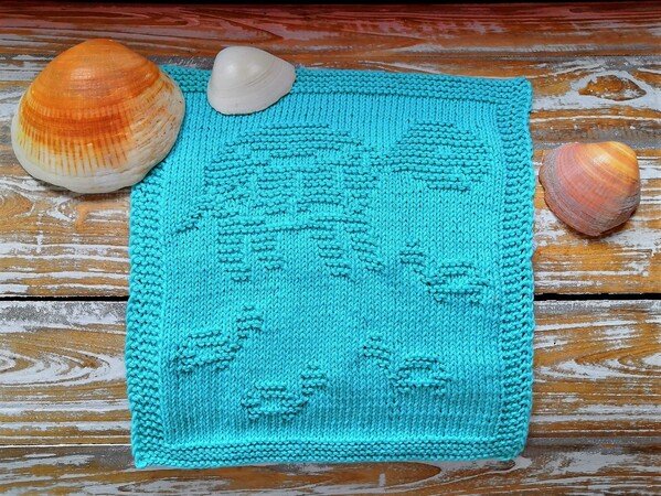 Knitting pattern washcloth / dishcloth "Turtle Love" - easy