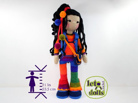 Ivy, Large Crochet Doll Pattern, Amigurumi, 21"/ 53 cm Tall