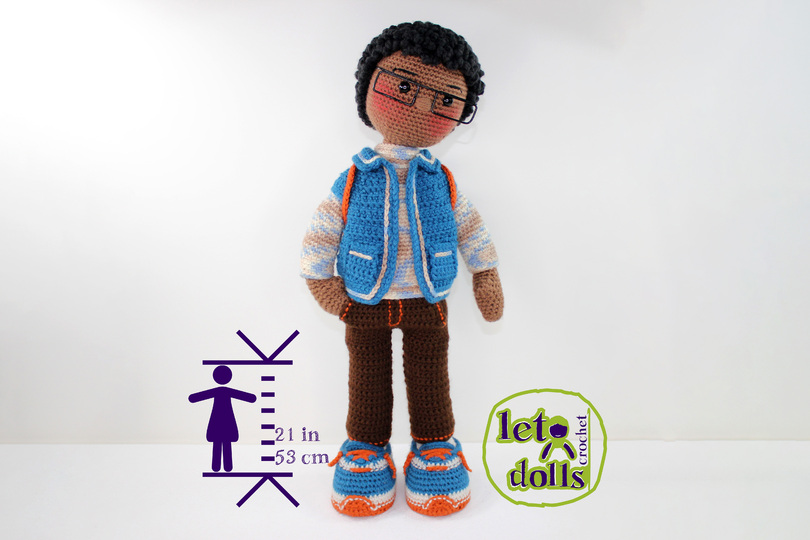 Jamal, Crochet doll, Amigurumi doll, Large doll, 21"/53cm