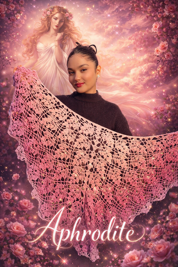 Crochet Pattern Triangle Shawl Aphrodite – with Crochet Chart