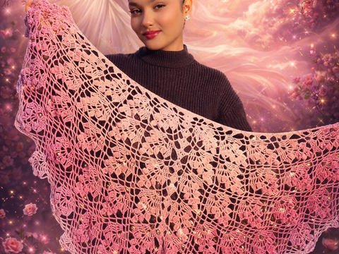 Crochet Pattern Triangle Shawl Aphrodite – with Crochet Chart