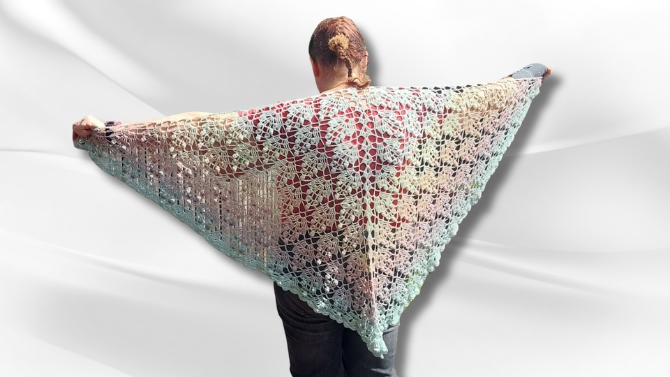 Crochet Pattern Triangle Shawl Aphrodite – with Crochet Chart