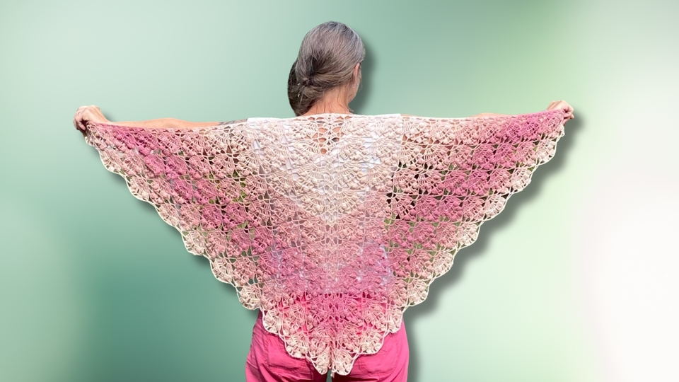 Crochet Pattern Triangle Shawl Aphrodite – with Crochet Chart