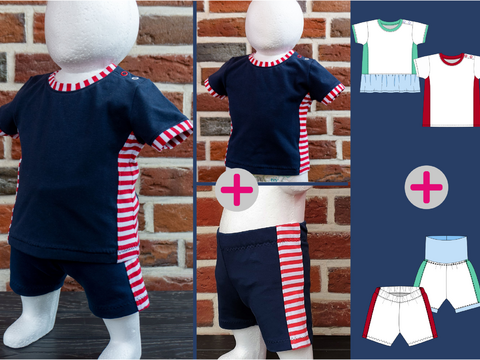 Lia & Bobby Baby Sommer-Set: Shirt mit Rüsche & Shorts Gr. 56-98 (A4+A0)
