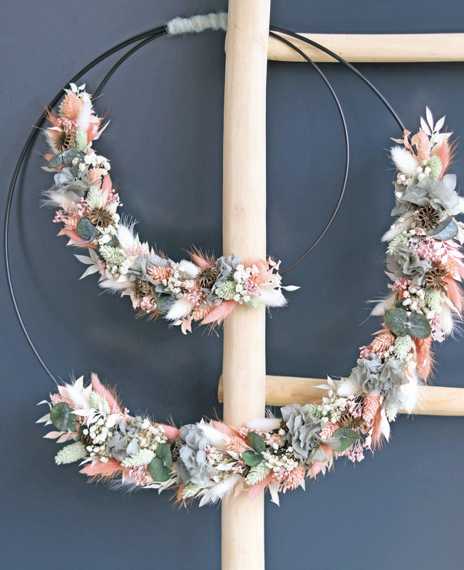 Floral Hoop mit Trockenblumen / Dekokranz mit Trockenblumen