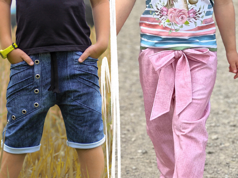lovely baggy pants 110-164 Schnittmuster Hose Short Biesen Schleife Teilung