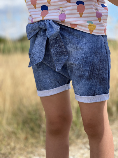 lovely baggy pants 110-164 Schnittmuster Hose Short Biesen Schleife Teilung