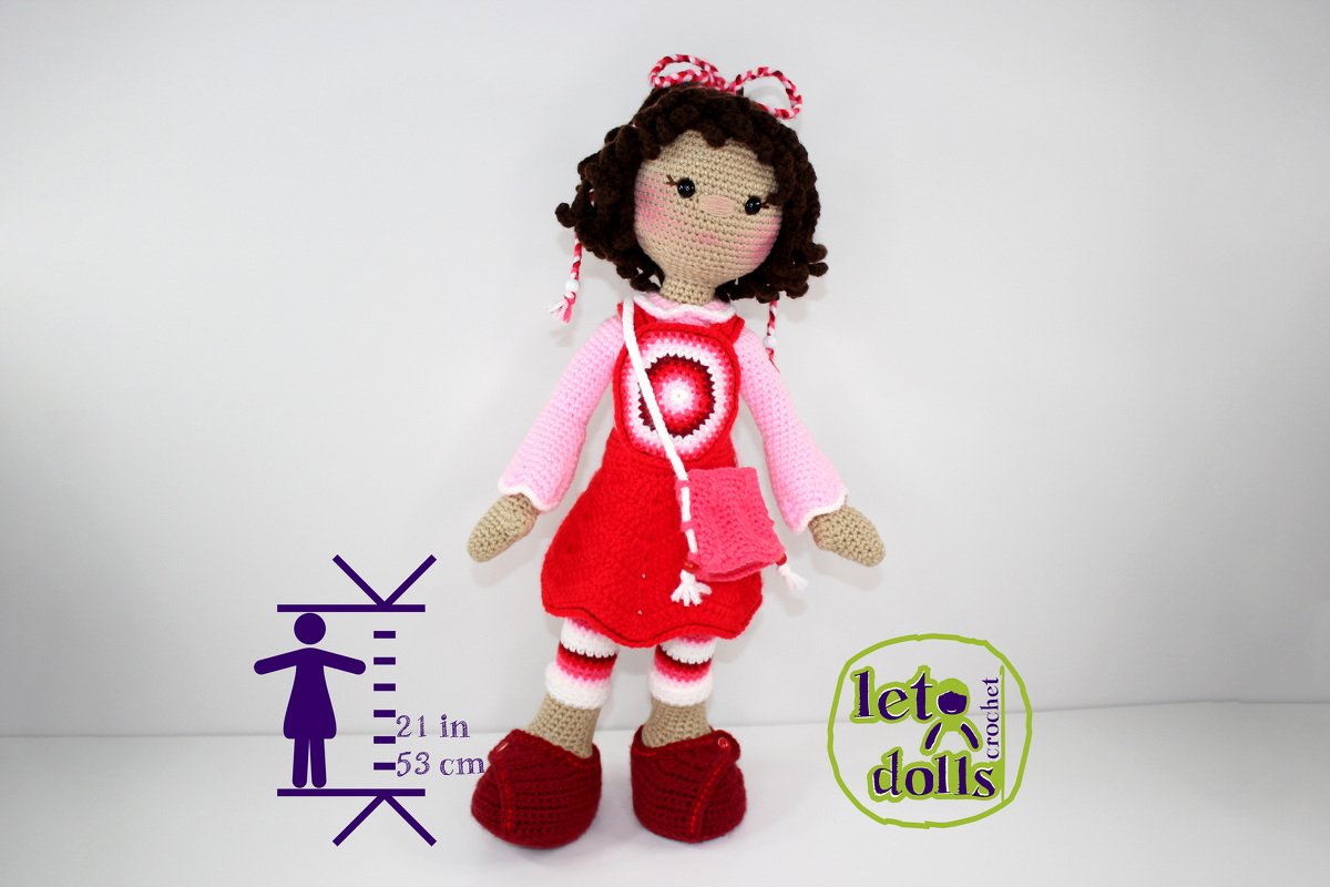 Nora, Large Crochet Doll Pattern, Amigurumi, 21"/ 53 cm Tall