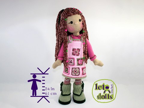Pippa, XLarge Crochet Doll Pattern, Amigurumi, 24"/ 61 cm Tall