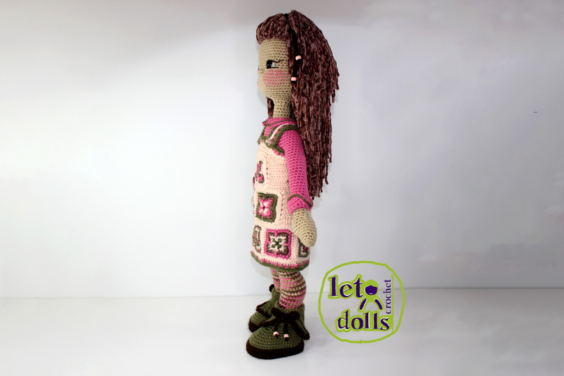 24 inch crochet doll pattern PDF, XL amigurumi doll, Pippa