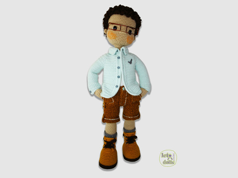 24 inch crochet doll pattern PDF, XL amigurumi doll, Quique
