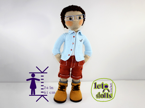 Quique, XLarge Crochet Doll Pattern, Amigurumi, 24"/ 61 cm Tall