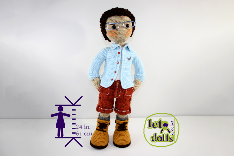Quique, XLarge Crochet Doll Pattern, Amigurumi, 24"/ 61 cm Tall