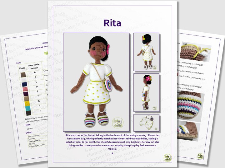 24 inch crochet doll pattern PDF, XL amigurumi doll. Meet Rita!