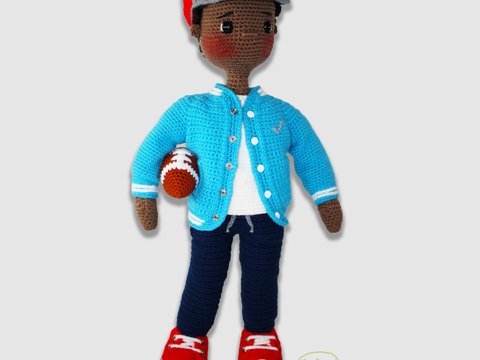 24 inch crochet doll pattern PDF, XL amigurumi doll, Meet Shawn!
