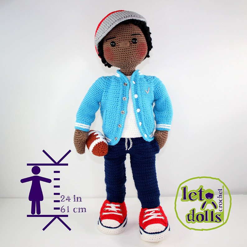 Shawn, XLarge Crochet Doll Pattern, Amigurumi, 24"/ 61 cm Tall