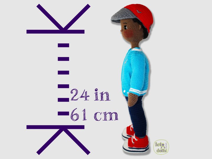 24 inch crochet doll pattern PDF, XL amigurumi doll, Meet Shawn!