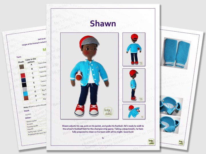 24 inch crochet doll pattern PDF, XL amigurumi doll, Meet Shawn!