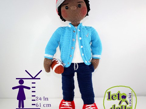 Shawn, XLarge Crochet Doll Pattern, Amigurumi, 24&quot;/ 61 cm Tall