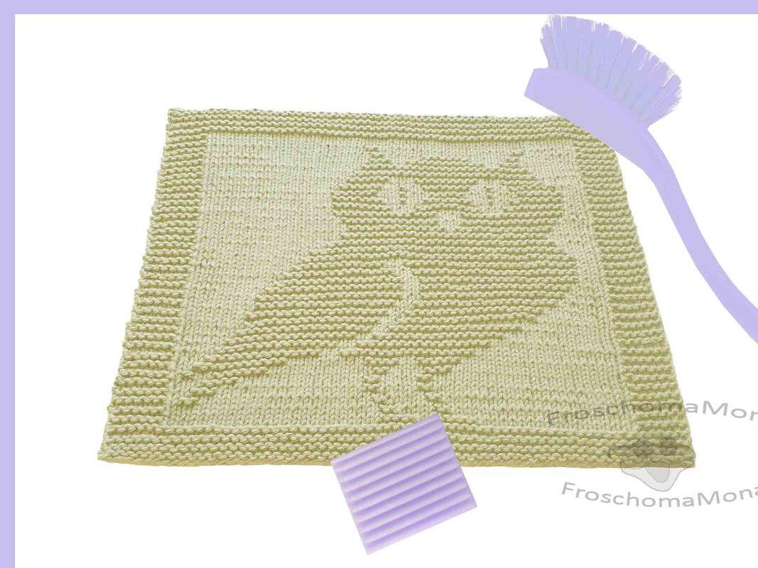 gestricktes Spültuch Waschlappen Motiv Eule „ Federohr “ einfache Anleitung