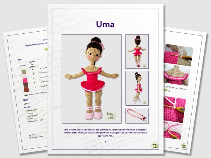 Uma, Medium Crochet Doll Pattern, Amigurumi, 18"/ 46 cm Tall