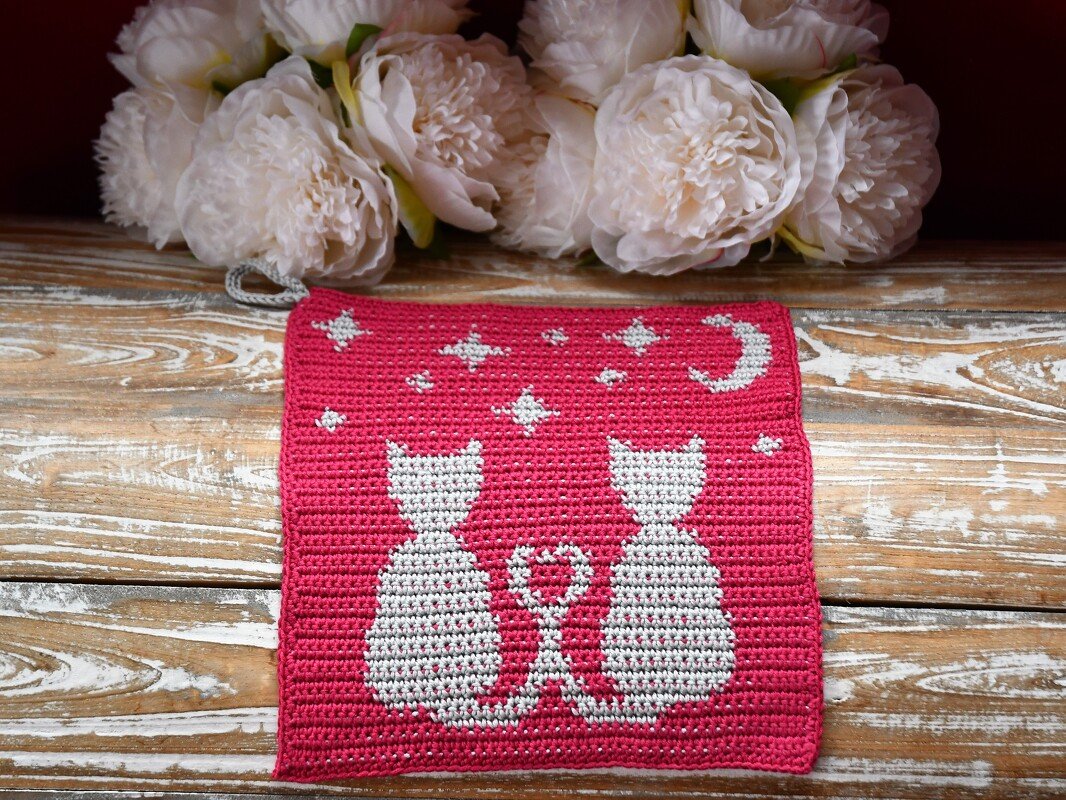 Crochet pattern cloth "Love Cats" - Image 2