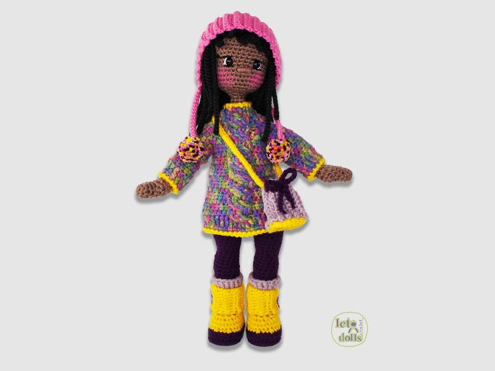 Xyla, Small Crochet Doll Pattern, Amigurumi, 15"/ 38 cm Tall