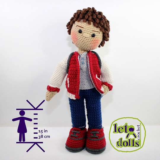 Yvon, Small Crochet Doll Pattern, Amigurumi, 15"/ 38 cm Tall