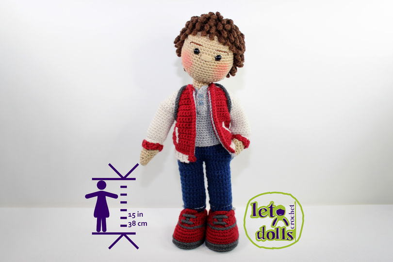 Yvon, Small Crochet Doll Pattern, Amigurumi, 15"/ 38 cm Tall