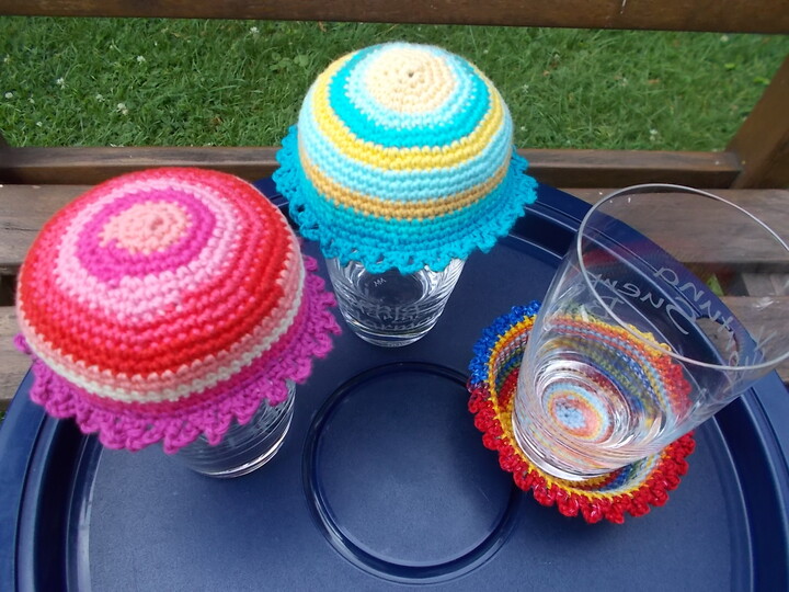 Insektenschutz-H&uuml;tchen - Abdeckung f&uuml;r Gl&auml;ser &ndash; H&auml;kelanleitung