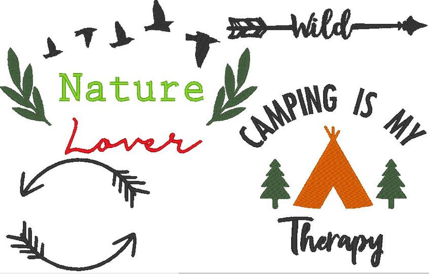Camping  - Silhouette - Stickdatei - Tipi - Wohnanh&auml;nger - Zelt - Boho