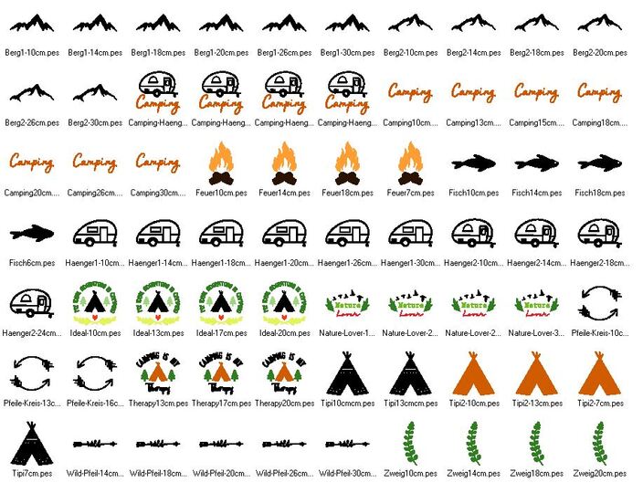 Camping  - Silhouette - Stickdatei - Tipi - Wohnanh&auml;nger - Zelt - Boho