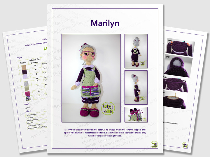 24 inch crochet doll pattern PDF, XL amigurumi doll, Marilyn
