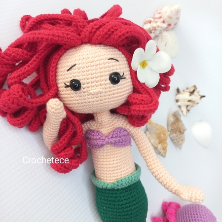Crochet mermaid pattern doll and jellyfish pattern amigurumi doll princess