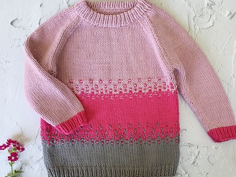 Strickanleitung Kinderpullover Jule Größe 68 - 80 Kinder