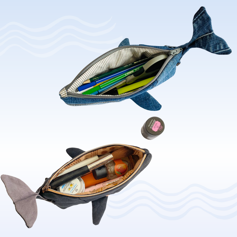 Pencil case sewing pattern, whale sewing project, upcycle jeans idea - Image 12