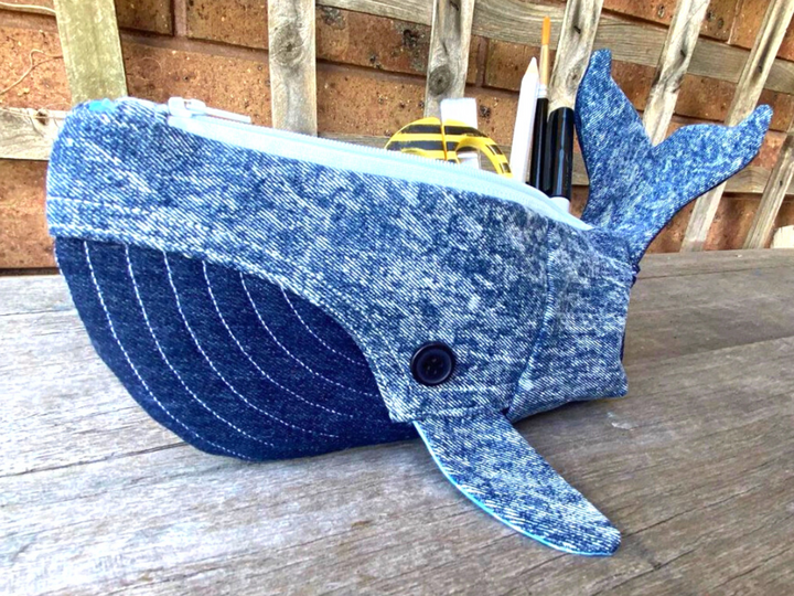 Federmäppchen Wal, Step by Step Fotoanleitung + Schnittmuster