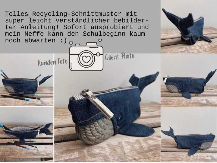 Federmäppchen Wal, Step by Step Fotoanleitung + Schnittmuster