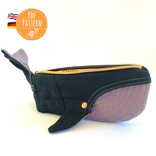 Federmäppchen Wal, Step by Step Fotoanleitung + Schnittmuster