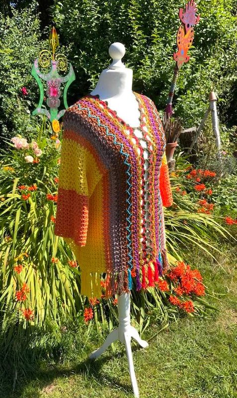 Poncho-Oberteil (auch Tunika) mit Ärmel Im Hippystyle - Bild 3