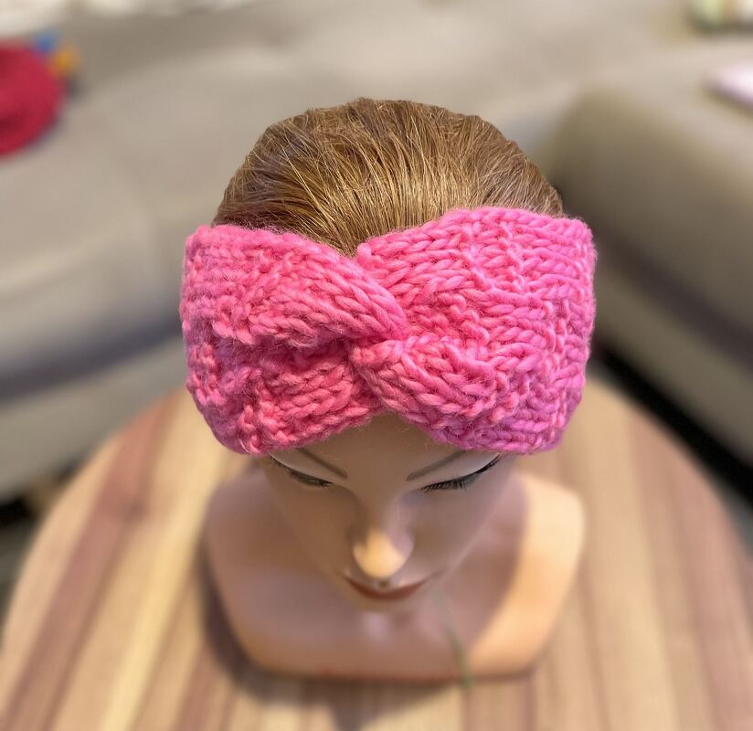 Weiches Strickstirnband mit doppeltem Layer und Streifenmuster - Bild 3