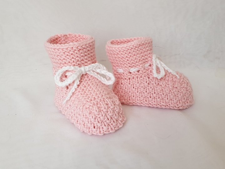 Strickanleitung Baby-Schuhe, Booties ohne Nadelspiel,  ca. 10 cm  #305
