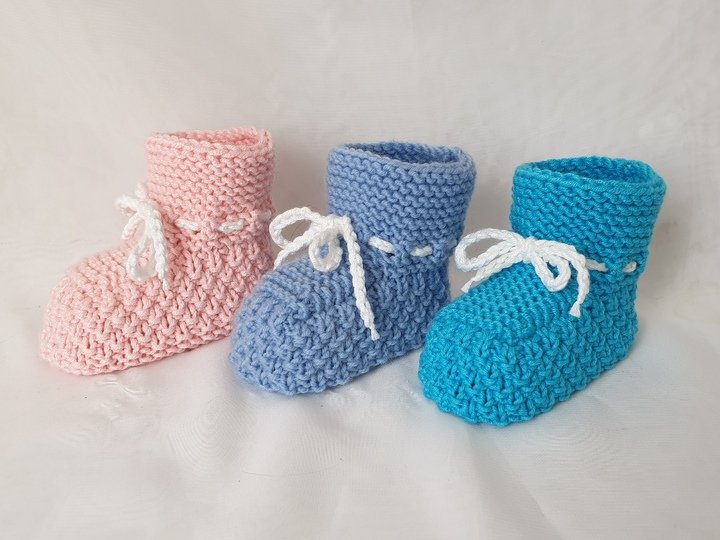 Strickanleitung Baby-Schuhe, Booties ohne Nadelspiel,  ca. 10 cm  #305
