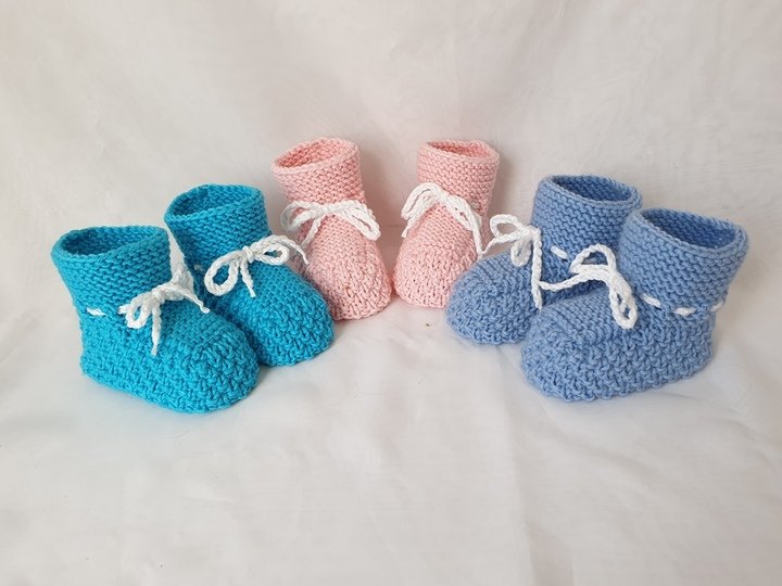 Strickanleitung Baby-Schuhe, Booties ohne Nadelspiel,  ca. 10 cm  #305