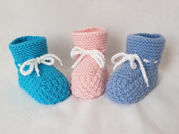 Strickanleitung Baby-Schuhe, Booties ohne Nadelspiel,  ca. 10 cm  #305