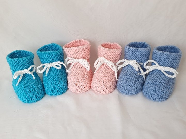 Strickanleitung Baby-Schuhe, Booties ohne Nadelspiel,  ca. 10 cm  #305