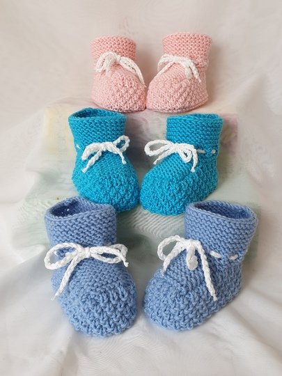Strickanleitung Baby-Schuhe, Booties ohne Nadelspiel,  ca. 10 cm  #305