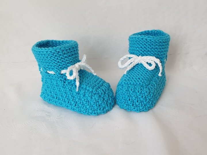 Strickanleitung Baby-Schuhe, Booties ohne Nadelspiel,  ca. 10 cm  #305
