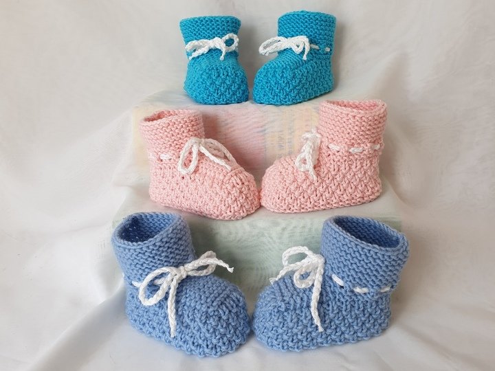 Strickanleitung Baby-Schuhe, Booties ohne Nadelspiel,  ca. 10 cm  #305