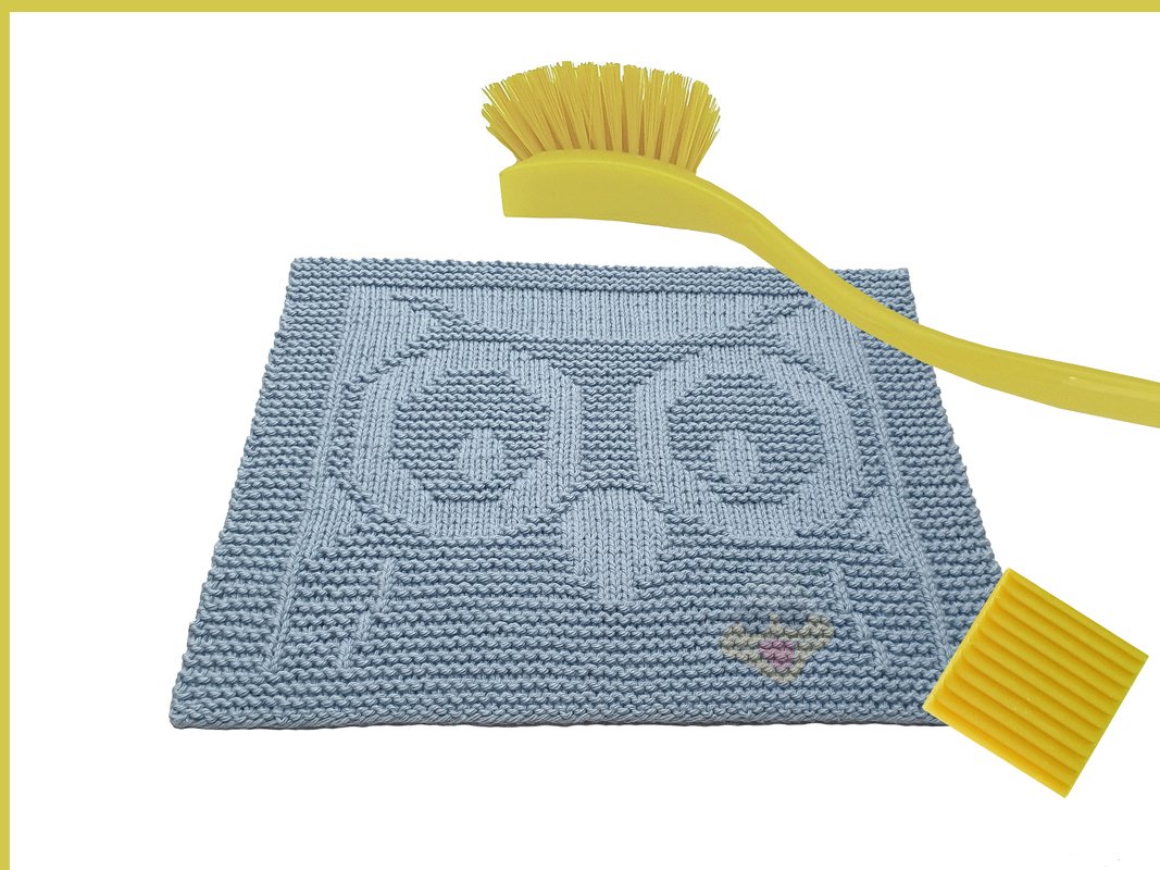 gestricktes Eulen-Spültuch Waschlappen „ Eule Glubschauge “ Strickanleitung